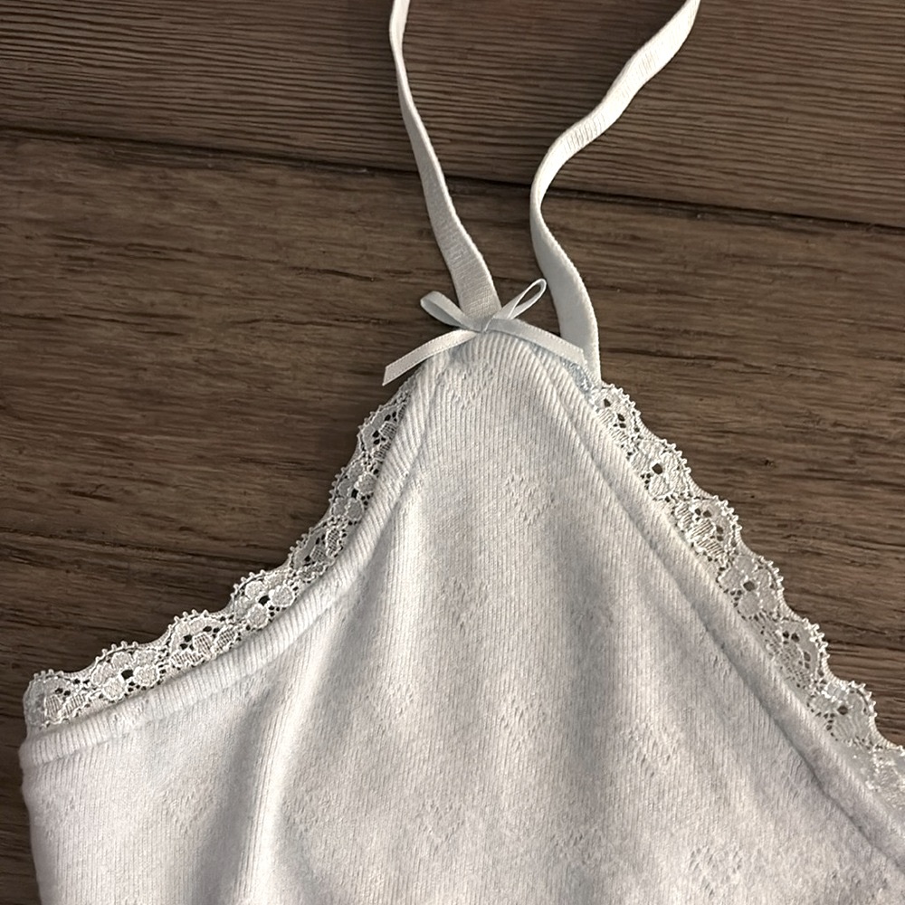 NWT [PJ Salvage] Pointelle Hearts Soft Lace Fitted Cami, Blue Haze Women’s Small - Picture 7 of 15